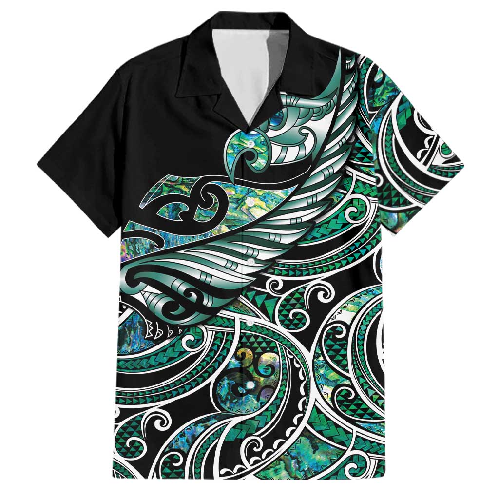 Maori Matariki - Manaia Family Matching Mermaid Dress and Hawaiian Shirt Emerald Paua Shell LT7 Dad's Shirt - Short Sleeve Green - Polynesian Pride