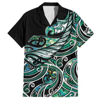 Maori Matariki - Manaia Family Matching Mermaid Dress and Hawaiian Shirt Emerald Paua Shell LT7 Dad's Shirt - Short Sleeve Green - Polynesian Pride