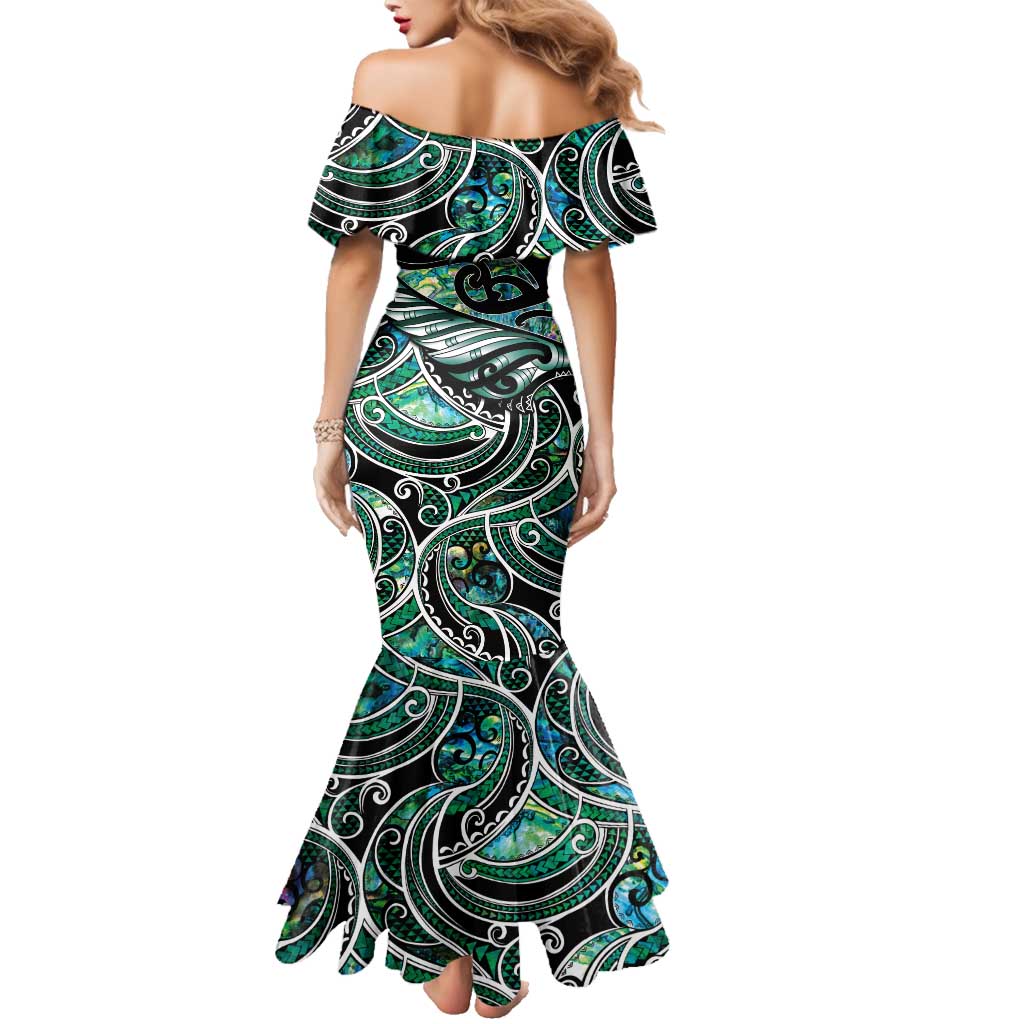 Maori Matariki - Manaia Family Matching Mermaid Dress and Hawaiian Shirt Emerald Paua Shell LT7 - Polynesian Pride