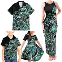 Maori Matariki - Manaia Family Matching Tank Maxi Dress and Hawaiian Shirt Emerald Paua Shell LT7 - Polynesian Pride