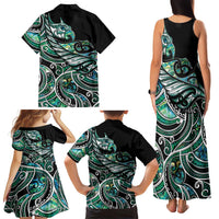 Maori Matariki - Manaia Family Matching Tank Maxi Dress and Hawaiian Shirt Emerald Paua Shell LT7 - Polynesian Pride