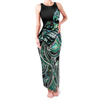 Maori Matariki - Manaia Family Matching Tank Maxi Dress and Hawaiian Shirt Emerald Paua Shell LT7 Mom's Dress Green - Polynesian Pride