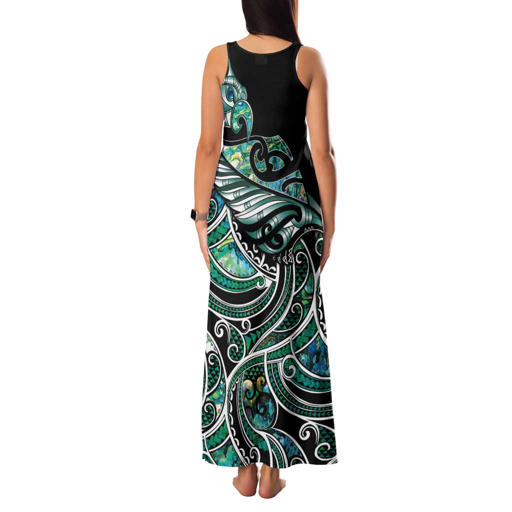 Maori Matariki - Manaia Family Matching Tank Maxi Dress and Hawaiian Shirt Emerald Paua Shell LT7 - Polynesian Pride