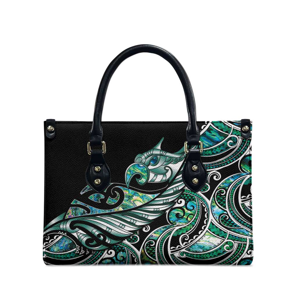 Maori Matariki - Manaia Leather Bag Emerald Paua Shell