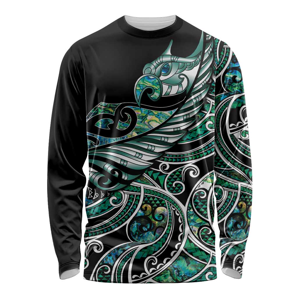 Maori Matariki - Manaia Long Sleeve Shirt Emerald Paua Shell