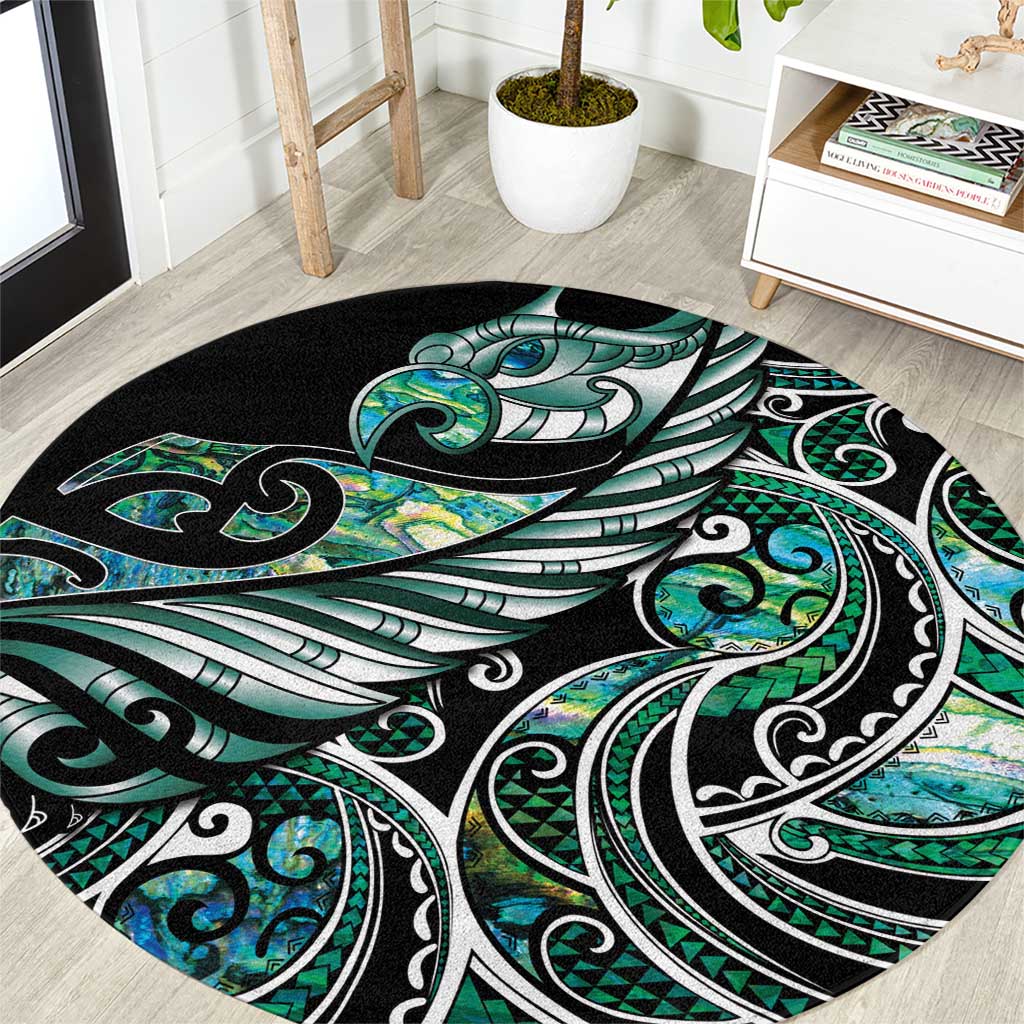 Maori Matariki - Manaia Round Carpet Emerald Paua Shell