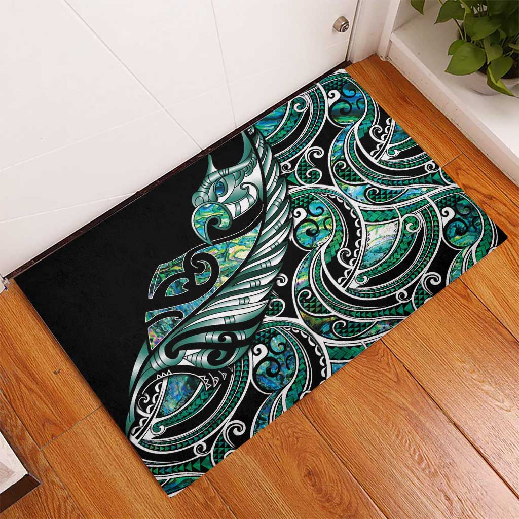 Maori Matariki - Manaia Rubber Doormat Emerald Paua Shell LT7 - Polynesian Pride