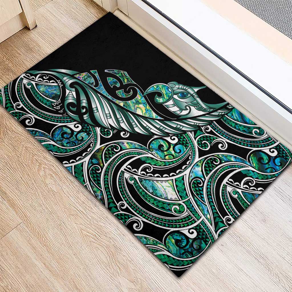 Maori Matariki - Manaia Rubber Doormat Emerald Paua Shell LT7 - Polynesian Pride