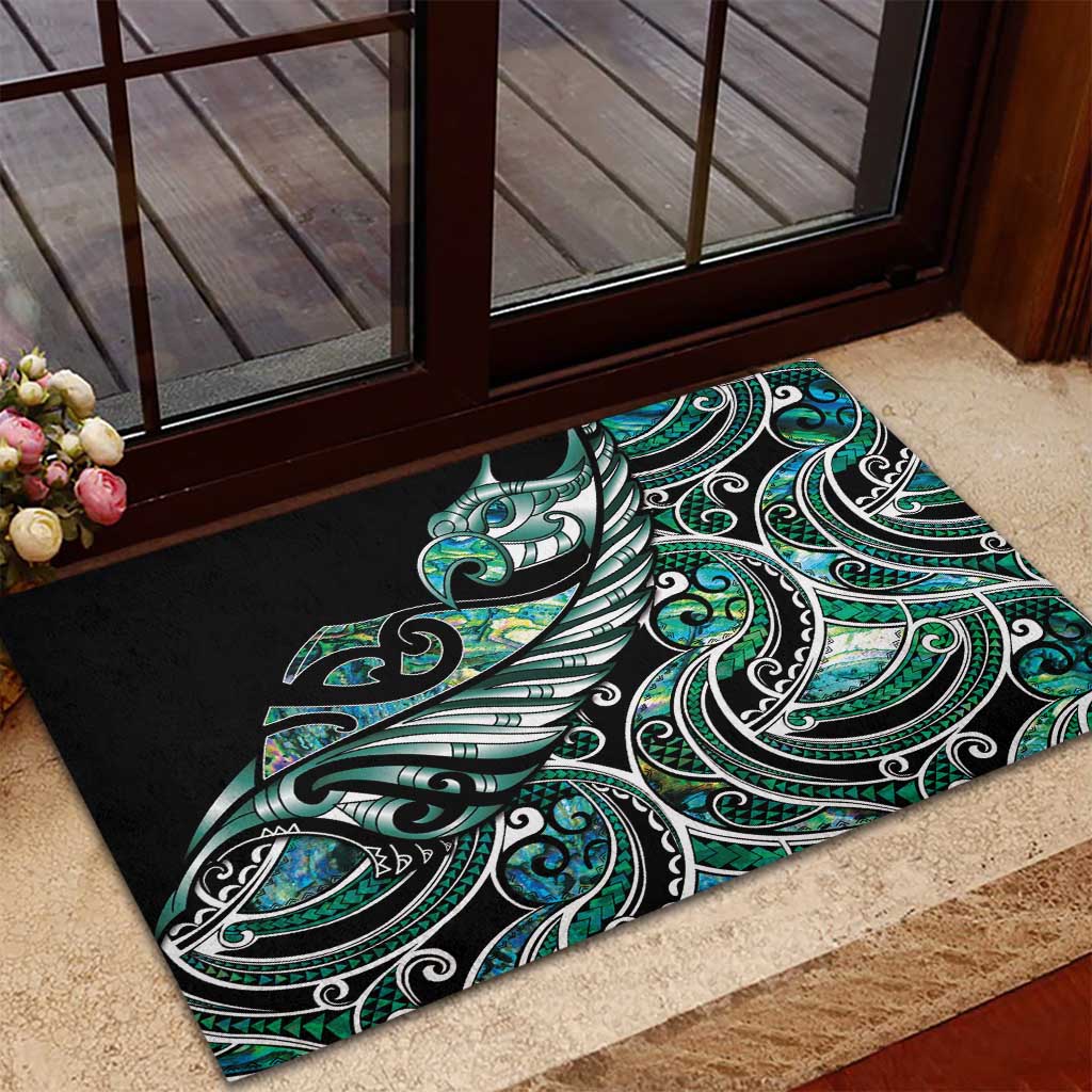 Maori Matariki - Manaia Rubber Doormat Emerald Paua Shell LT7 - Polynesian Pride