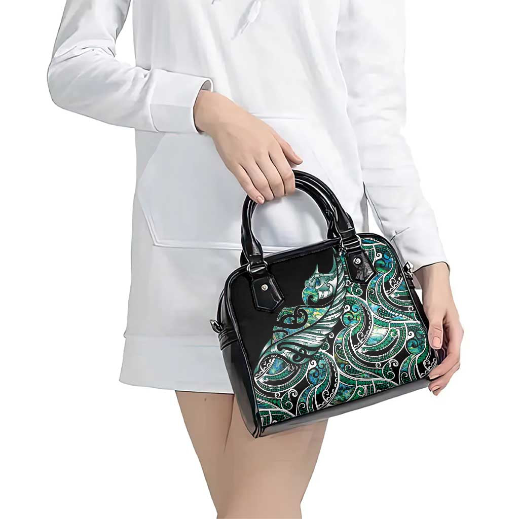 Maori Matariki - Manaia Shoulder Handbag Emerald Paua Shell