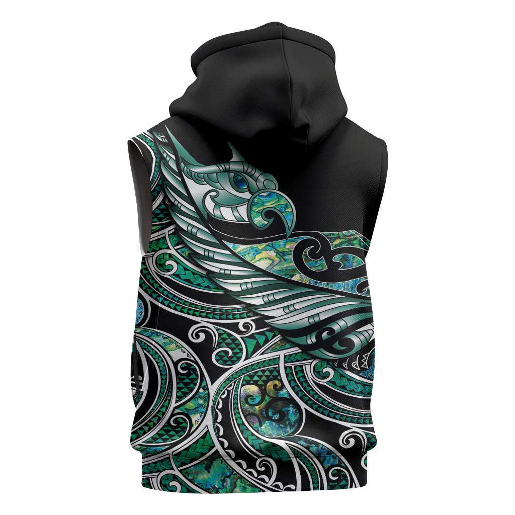 Maori Matariki - Manaia Sleeveless Zip Hoodie Emerald Paua Shell