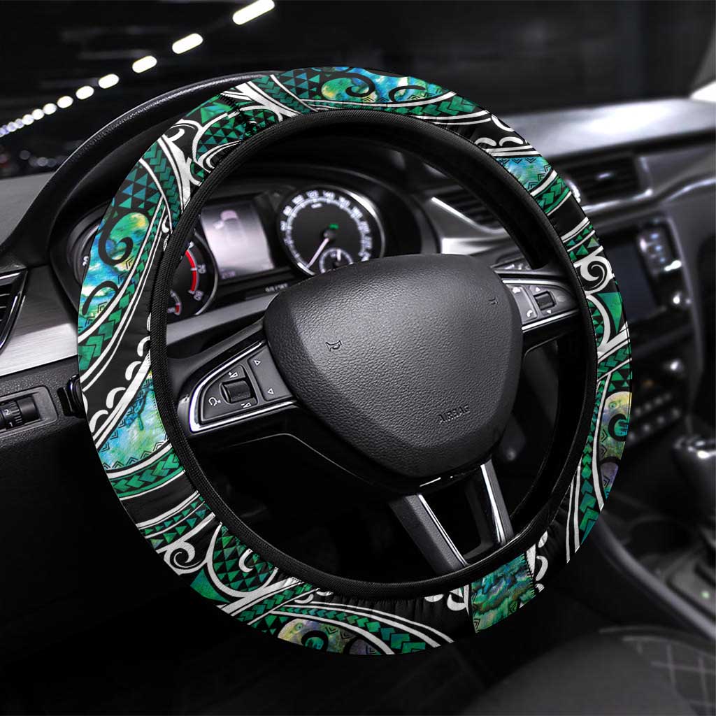 Maori Matariki - Manaia Steering Wheel Cover Emerald Paua Shell