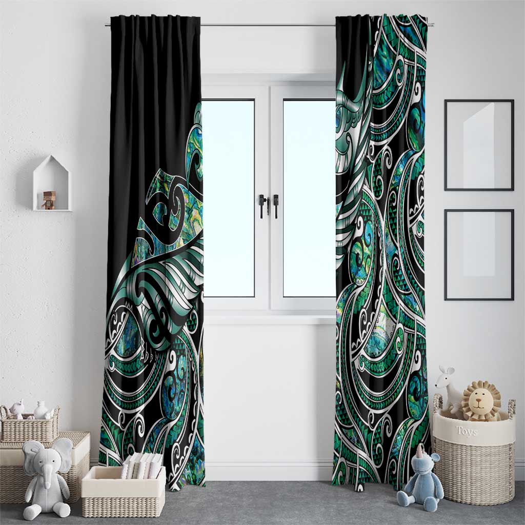 Maori Matariki - Manaia Window Curtain Emerald Paua Shell