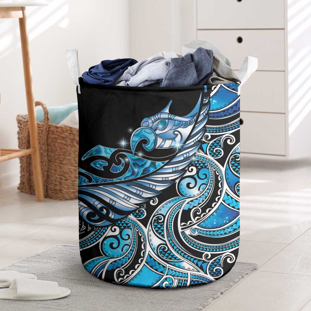 Maori Matariki - Manaia Laundry Basket Galaxy Blue Paua Shell