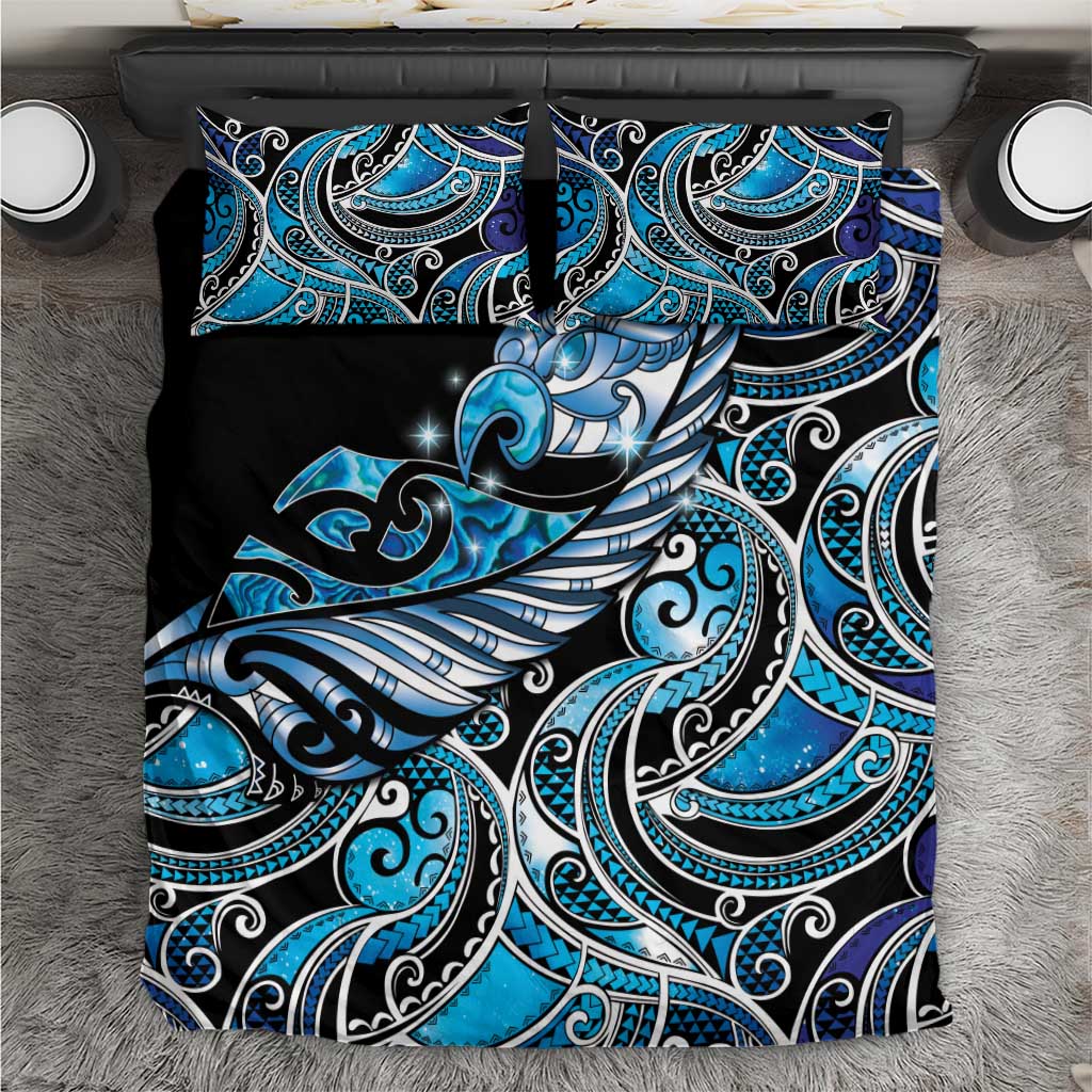 Maori Matariki - Manaia Bedding Set Galaxy Blue Paua Shell
