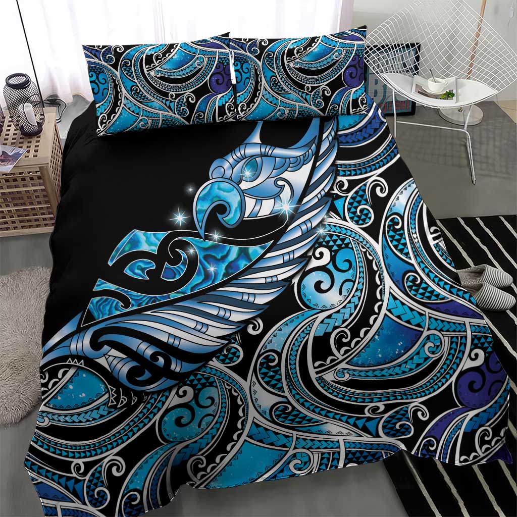 Maori Matariki - Manaia Bedding Set Galaxy Blue Paua Shell