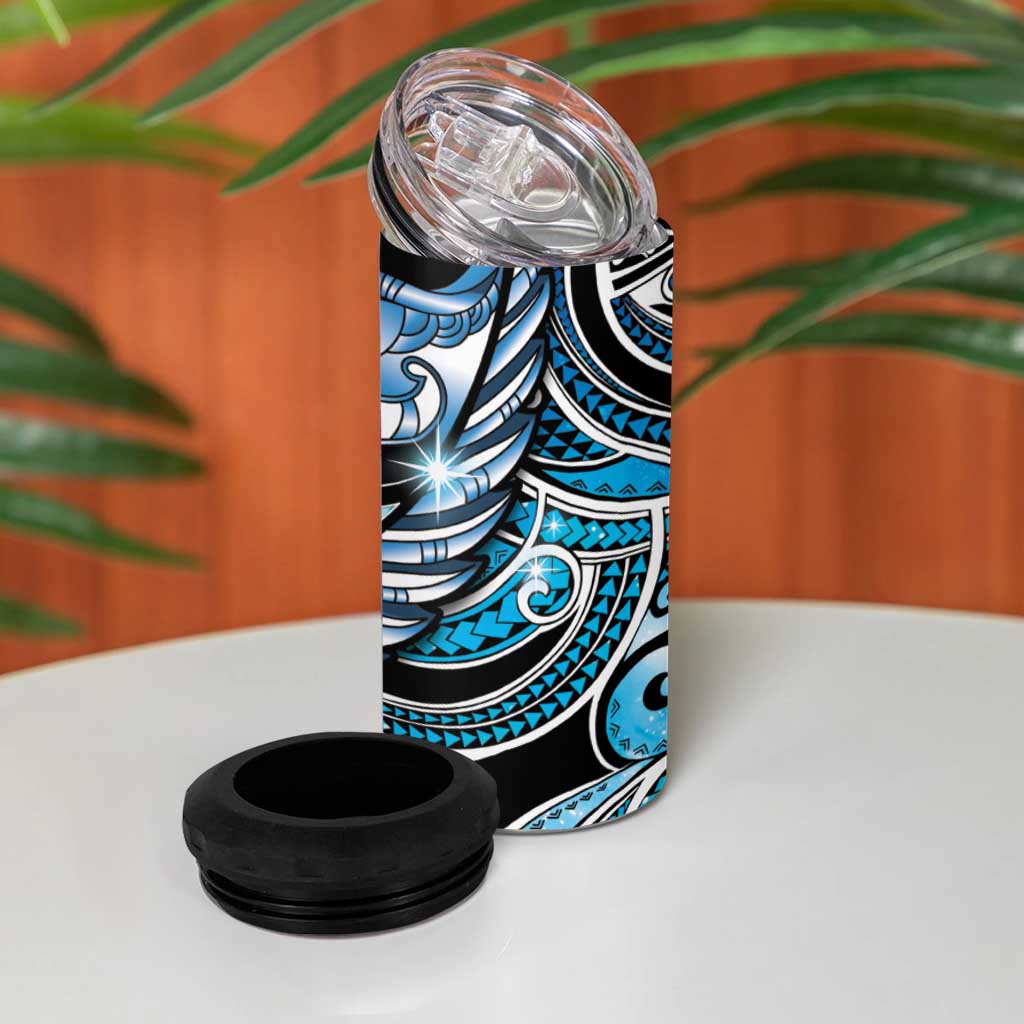 Maori Matariki - Manaia 4 in 1 Can Cooler Tumbler Galaxy Blue Paua Shell LT7 - Polynesian Pride