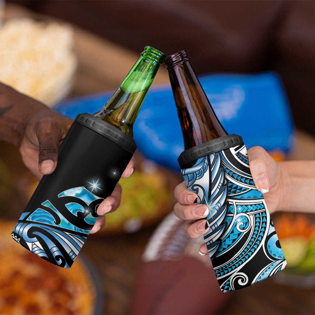 Maori Matariki - Manaia 4 in 1 Can Cooler Tumbler Galaxy Blue Paua Shell LT7 - Polynesian Pride