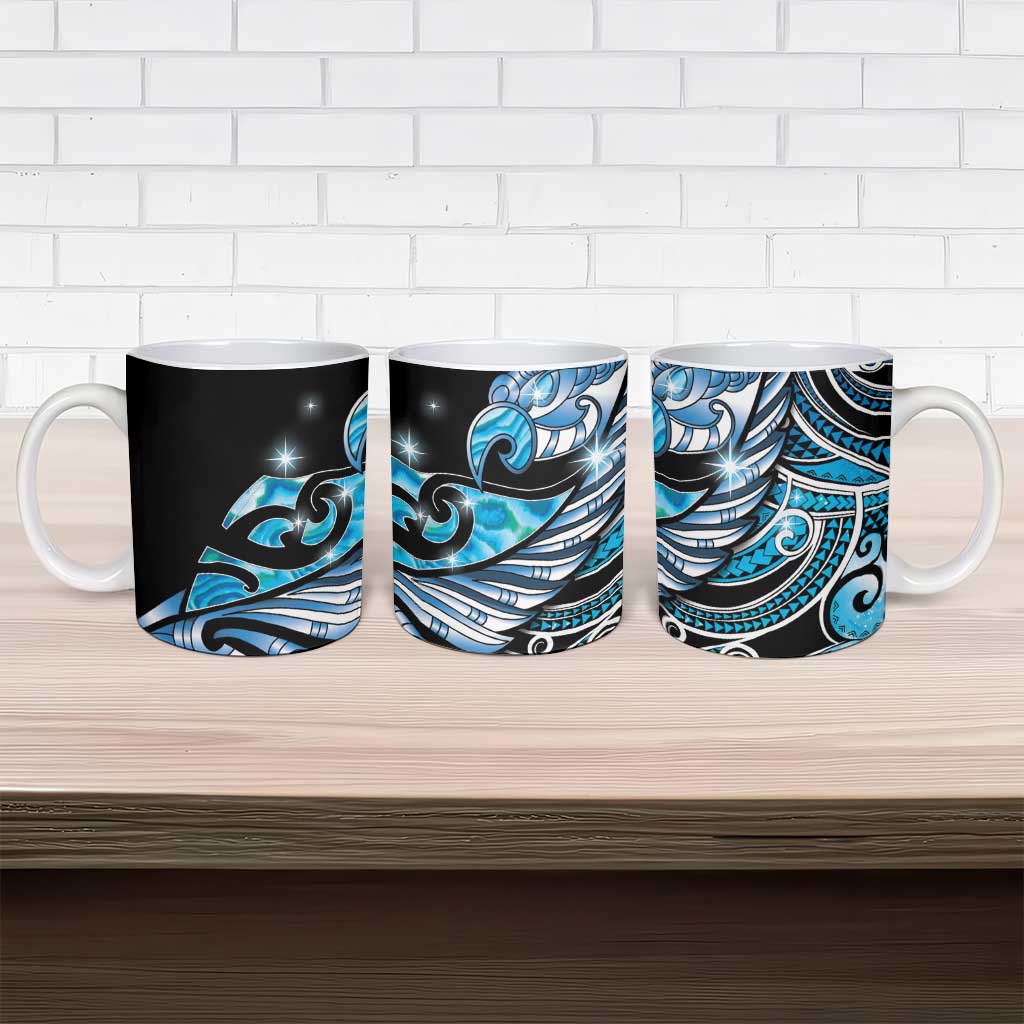 Maori Matariki - Manaia Ceramic Mug Galaxy Blue Paua Shell