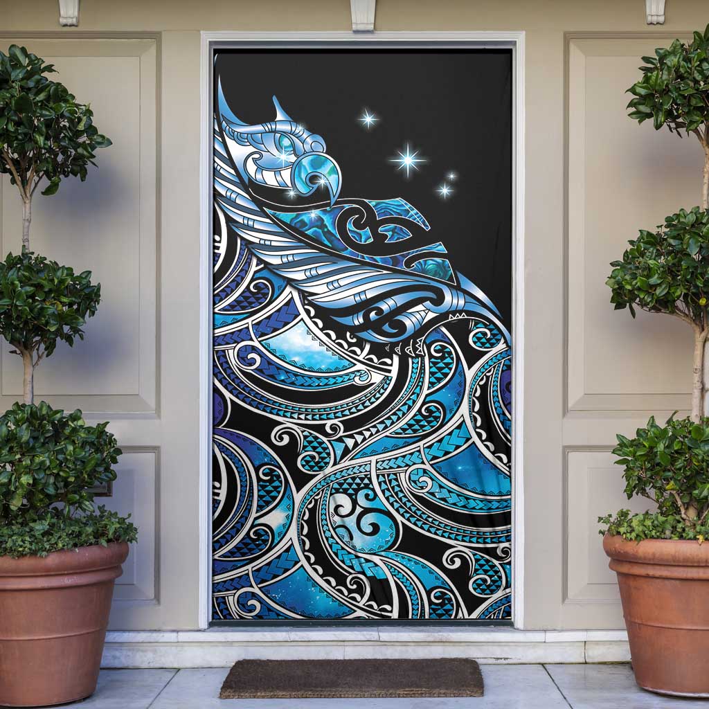 Maori Matariki - Manaia Door Cover Galaxy Blue Paua Shell