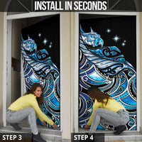 Maori Matariki - Manaia Door Cover Galaxy Blue Paua Shell