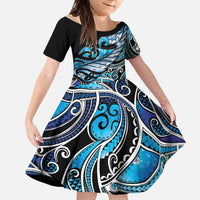 Maori Matariki - Manaia Family Matching Mermaid Dress and Hawaiian Shirt Galaxy Blue Paua Shell