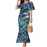 Maori Matariki - Manaia Family Matching Mermaid Dress and Hawaiian Shirt Galaxy Blue Paua Shell