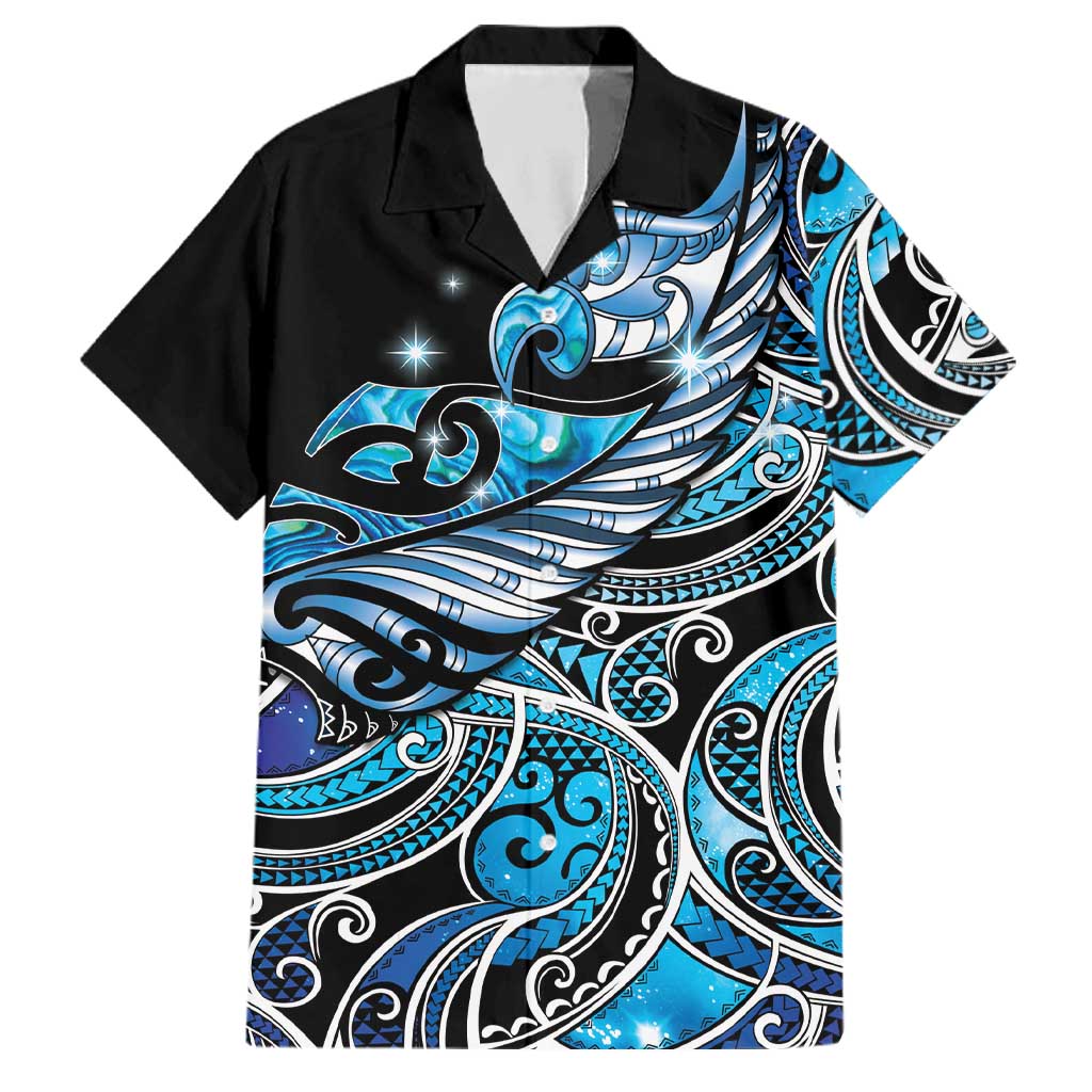 Maori Matariki - Manaia Family Matching Puletasi and Hawaiian Shirt Galaxy Blue Paua Shell