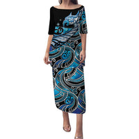 Maori Matariki - Manaia Family Matching Puletasi and Hawaiian Shirt Galaxy Blue Paua Shell