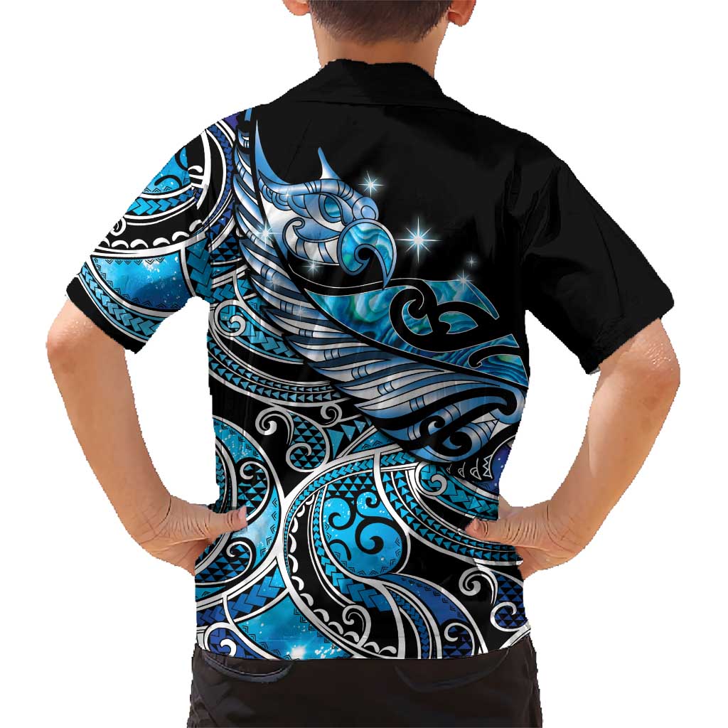Maori Matariki - Manaia Family Matching Summer Maxi Dress and Hawaiian Shirt Galaxy Blue Paua Shell