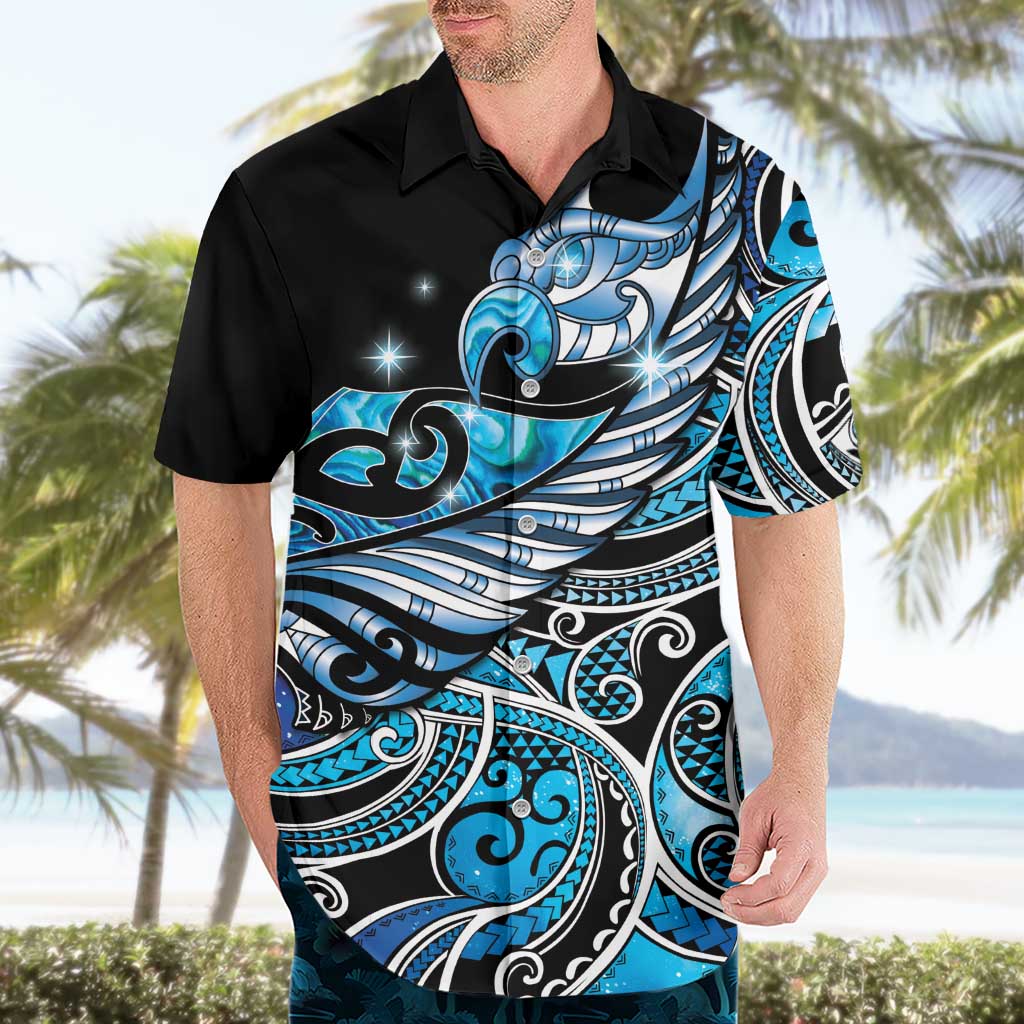 Maori Matariki - Manaia Hawaiian Shirt Galaxy Blue Paua Shell