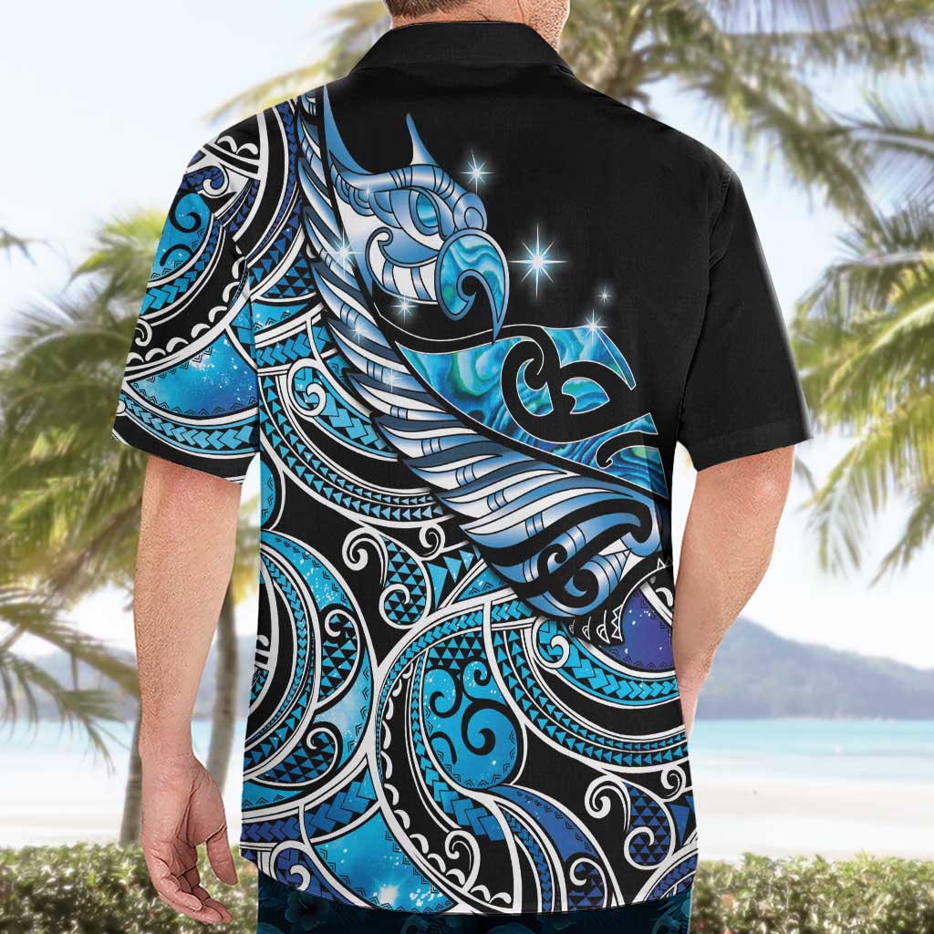 Maori Matariki - Manaia Hawaiian Shirt Galaxy Blue Paua Shell