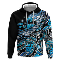 Maori Matariki - Manaia Hoodie Galaxy Blue Paua Shell