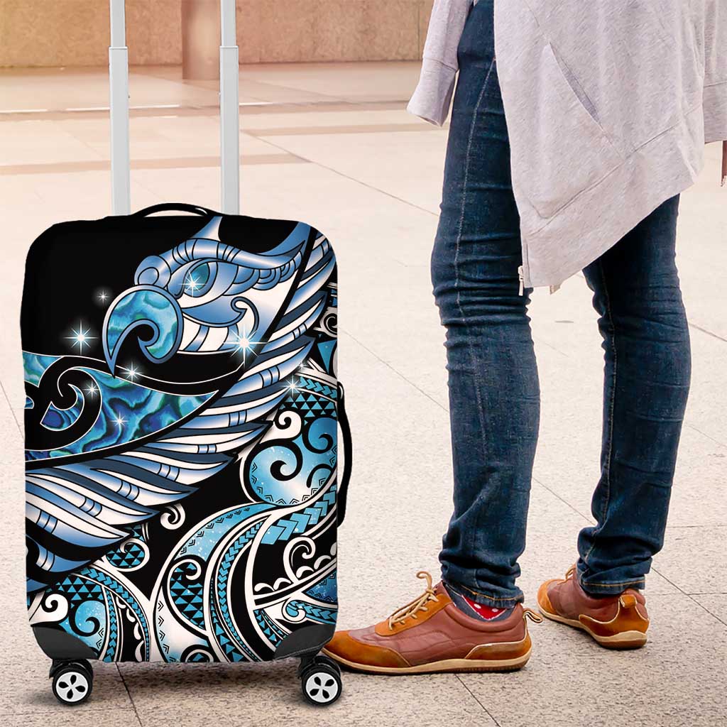 Maori Matariki - Manaia Luggage Cover Galaxy Blue Paua Shell