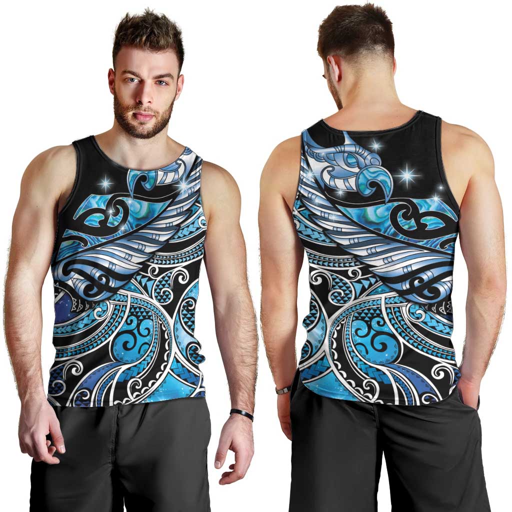 Maori Matariki - Manaia Men Tank Top Galaxy Blue Paua Shell