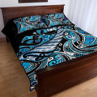 Maori Matariki - Manaia Quilt Bed Set Galaxy Blue Paua Shell