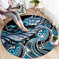 Maori Matariki - Manaia Round Carpet Galaxy Blue Paua Shell