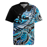 Maori Matariki - Manaia Rugby Jersey Galaxy Blue Paua Shell
