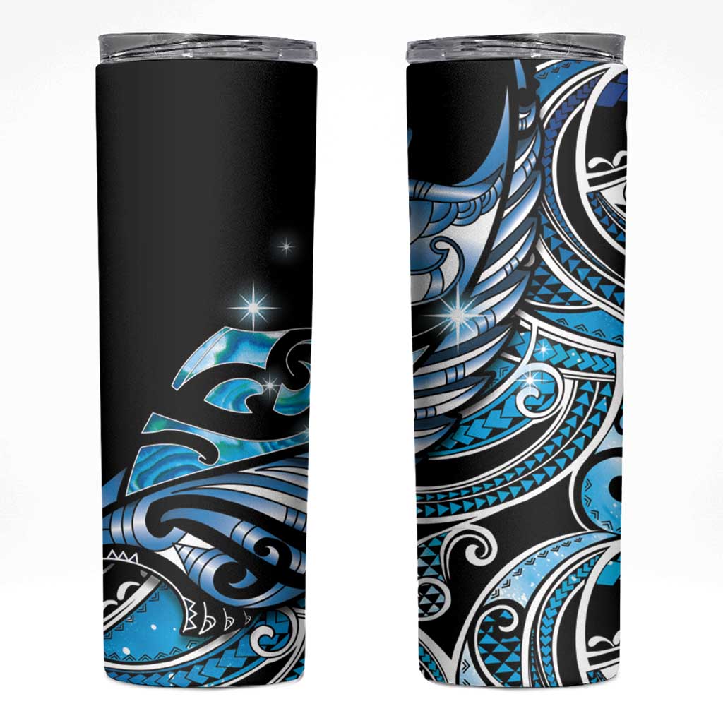 Maori Matariki - Manaia Skinny Tumbler Galaxy Blue Paua Shell LT7 Blue - Polynesian Pride