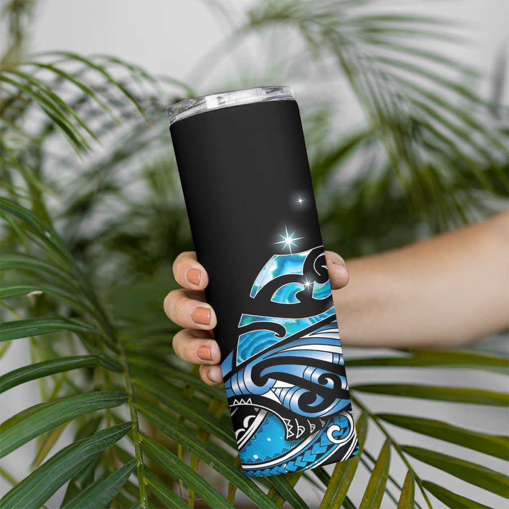 Maori Matariki - Manaia Skinny Tumbler Galaxy Blue Paua Shell LT7 - Polynesian Pride
