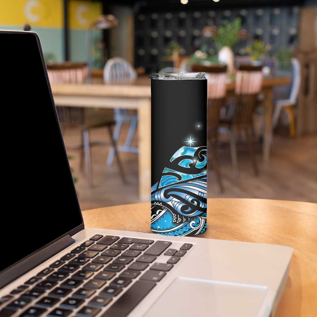 Maori Matariki - Manaia Skinny Tumbler Galaxy Blue Paua Shell LT7 - Polynesian Pride