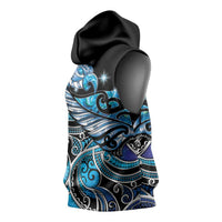 Maori Matariki - Manaia Sleeveless Hoodie Galaxy Blue Paua Shell