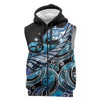 Maori Matariki - Manaia Sleeveless Zip Hoodie Galaxy Blue Paua Shell