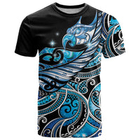 Maori Matariki - Manaia T Shirt Galaxy Blue Paua Shell
