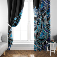 Maori Matariki - Manaia Window Curtain Galaxy Blue Paua Shell