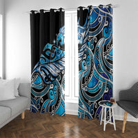 Maori Matariki - Manaia Window Curtain Galaxy Blue Paua Shell