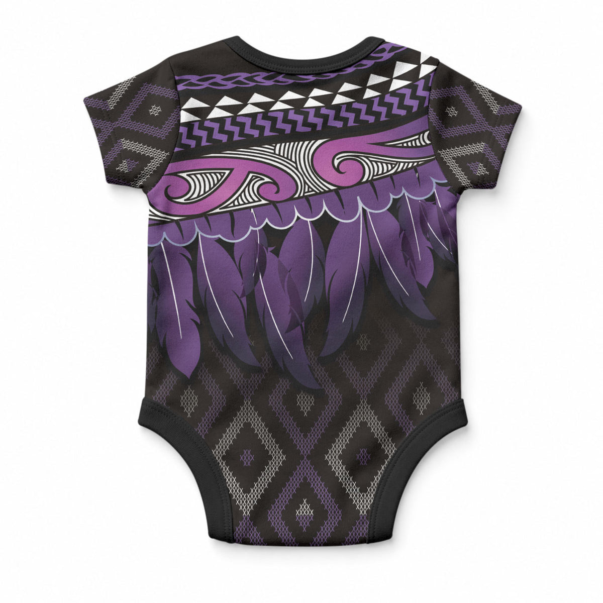 Aotearoa Maori Ngati Porou Iwi Baby Onesie Korowai Tukutuku Kaokao Motifs