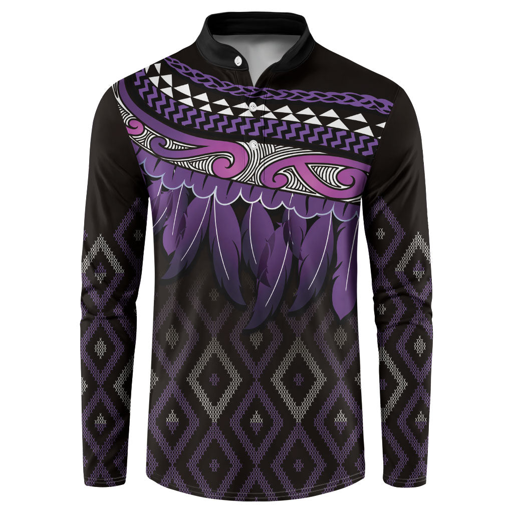 Aotearoa Maori Ngati Porou Iwi Button Sweatshirt Korowai Tukutuku Kaokao Motifs