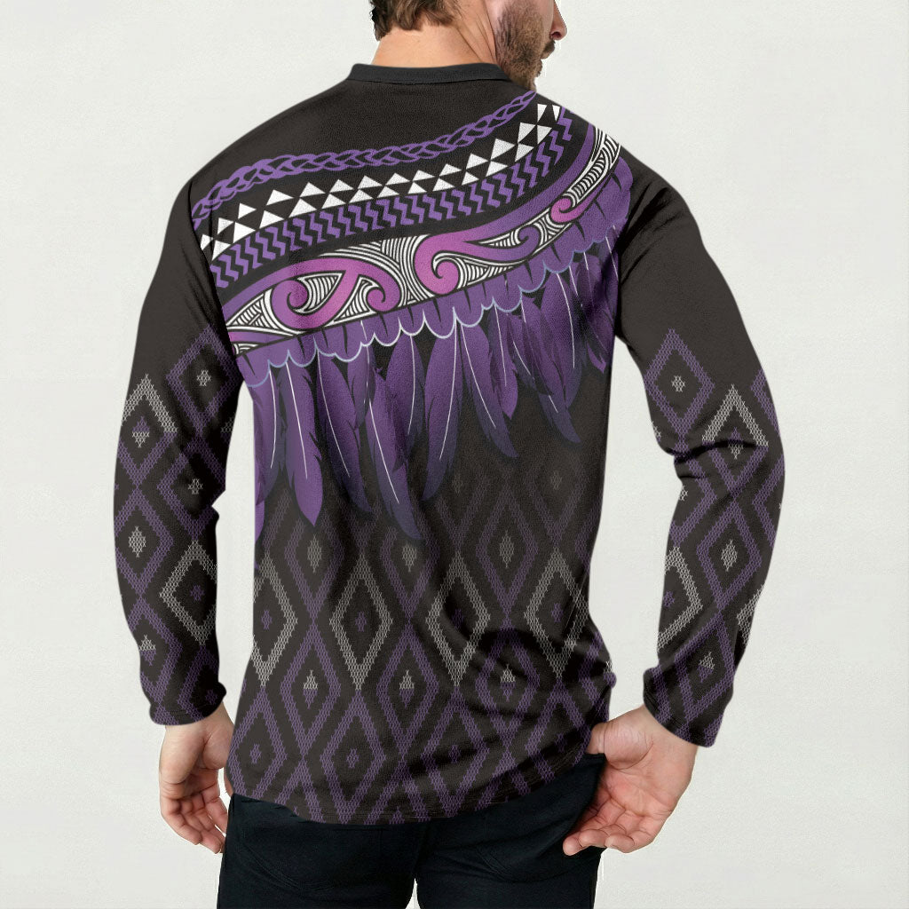 Aotearoa Maori Ngati Porou Iwi Button Sweatshirt Korowai Tukutuku Kaokao Motifs