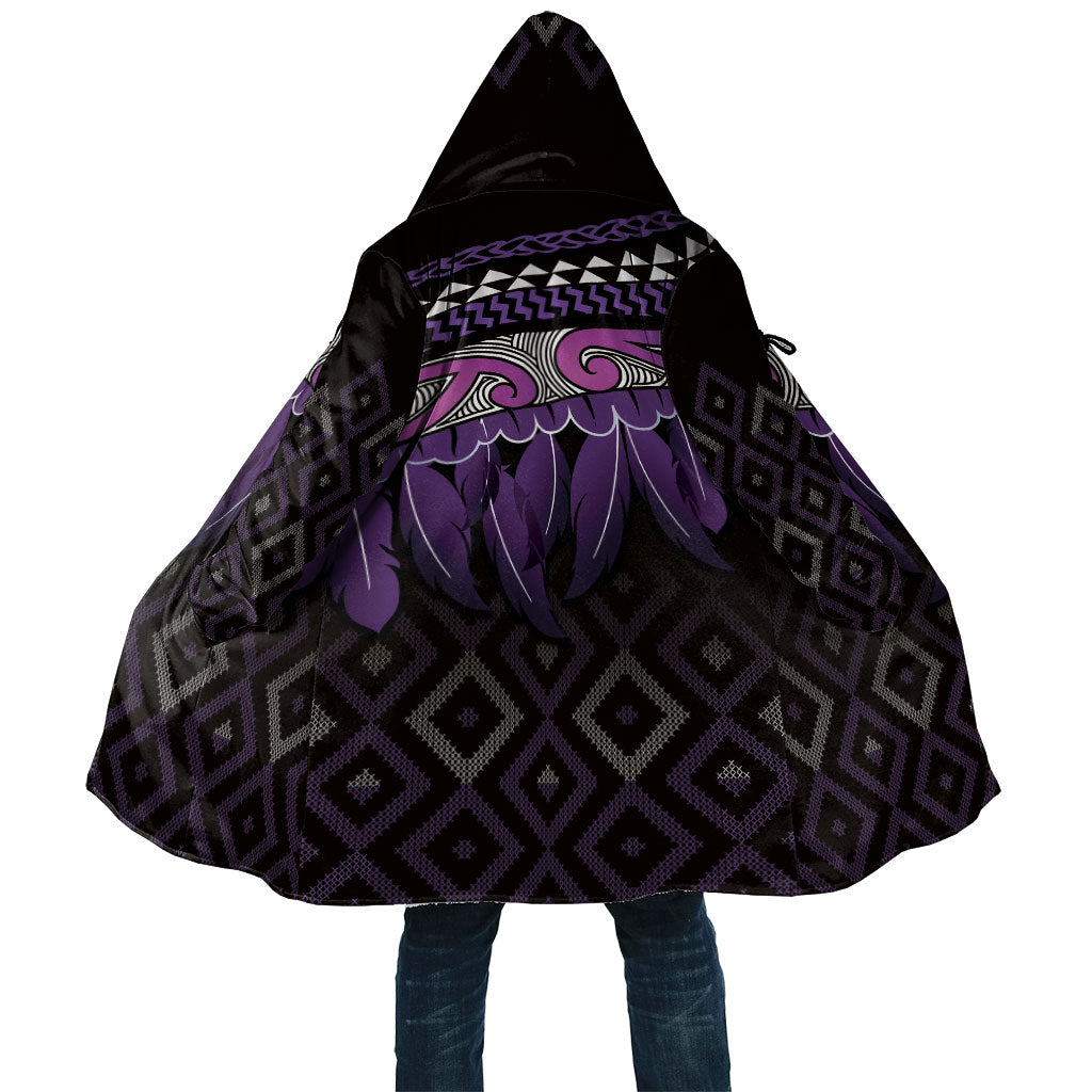 Aotearoa Maori Ngati Porou Iwi Cloak Korowai Tukutuku Kaokao Motifs LT7 Unisex Purple - Polynesian Pride